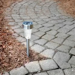 BargainJunkie Intellibrands Clear Glass Stainless Steel LED Solar Light Home & Garden