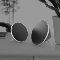 BargainJunkie Brookstone Acoustics True Wireless Rechargeable Desktop Speakers New