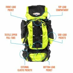 BargainJunkie New Grizzly Peak 70L Internal Frame Hiking Backpack, Lime Green