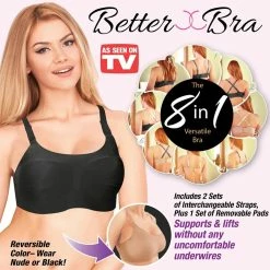 BargainJunkie As Seen On TV Better Bra 8-in-1 Reversible Wire Free Bra, Medium New