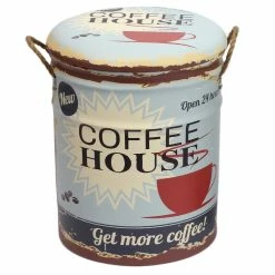 BargainJunkie 3pc Nesting Ottoman Storage Set, Coffee House Get More Coffee New