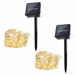 BargainJunkie 33ft Outdoor Solar String Lights, 2 Pack
