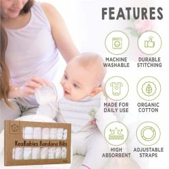 BargainJunkie New KeaBabies 8 Pack Of Organic Cotton Bandana Bibs, Sweet Charm