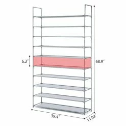 BargainJunkie 10 Tier Shoe Rack, Grey New