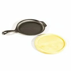 BargainJunkie Blackstone Cast Iron Fajita Plate With Wooden Serving Tray