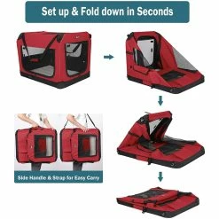 BargainJunkie Veehoo Red Folding Soft Dog Crate, XXXL