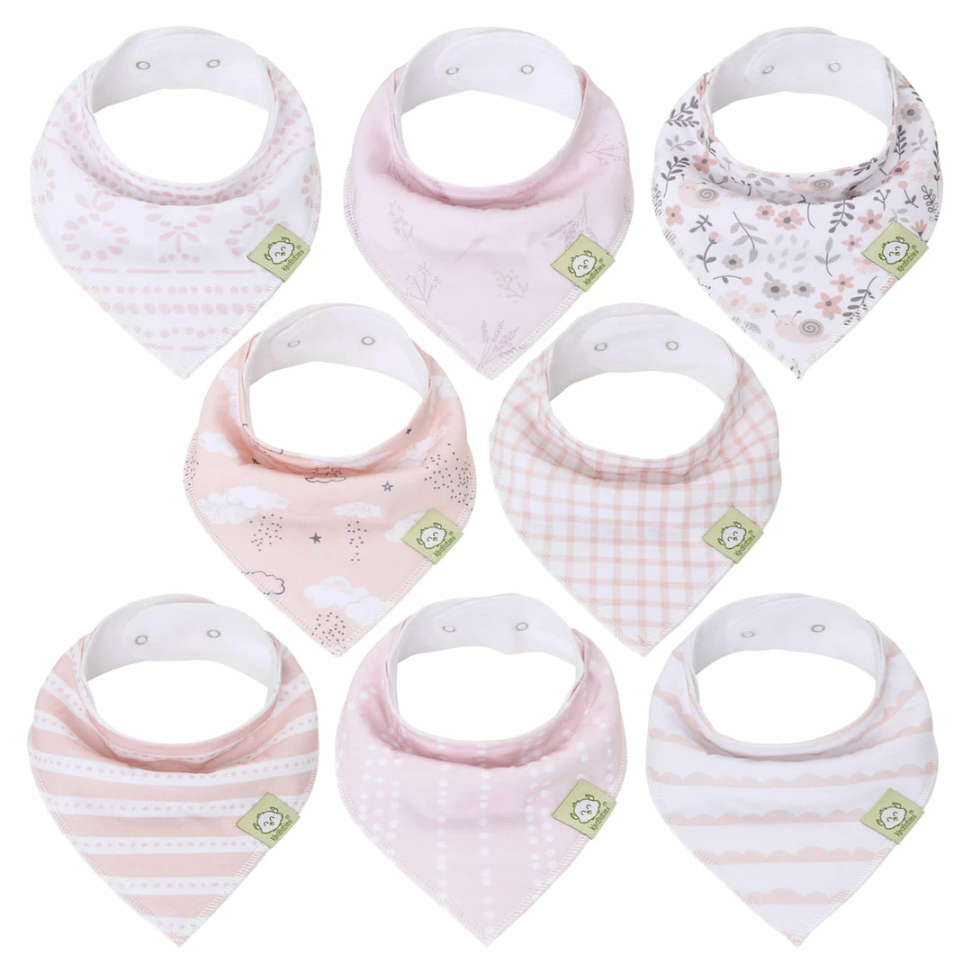 BargainJunkie New KeaBabies 8 Pack Of Organic Cotton Bandana Bibs, Sweet Charm