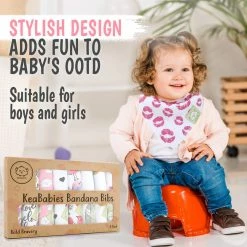 BargainJunkie KeaBabies 8 Pack Of Organic Cotton Bandana Bibs, Bold Bravery New