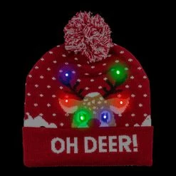 BargainJunkie New Festive Light Up LED Christmas Knit Hat