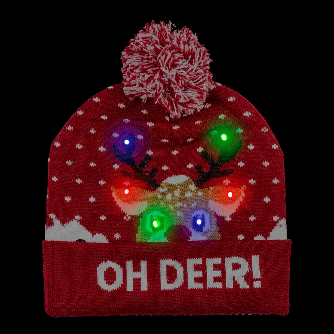 BargainJunkie New Festive Light Up LED Christmas Knit Hat