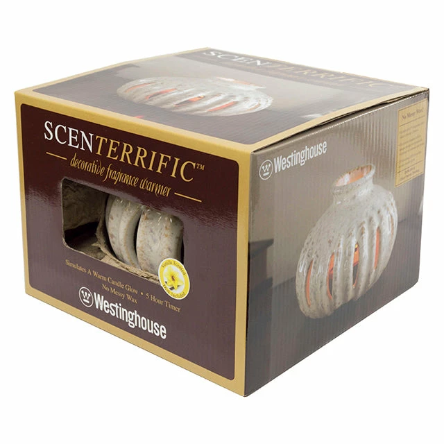 BargainJunkie Home & Garden Scenterrific Warmer, Speckled White Pot W/Vanilla Scent Disk