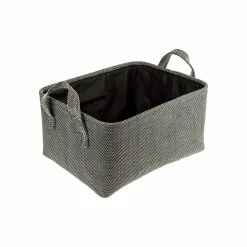 BargainJunkie Home Ease 4 Piece Deluxe Fabric Storage Basket Set, Black