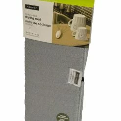 BargainJunkie Embossed Dish Drying Mat, Gray