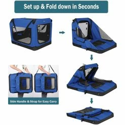 BargainJunkie New Veehoo Blue Folding Soft Dog Crate, XXL