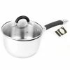 BargainJunkie Kitchen Complete Cuisine 2.11 QT Stainless Steel Saucepan With Glass Lid