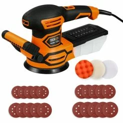 BargainJunkie Tacklife PRS03A 5 Inch Random Orbital Sander With 20 Sandpapers And Polishing Kit New