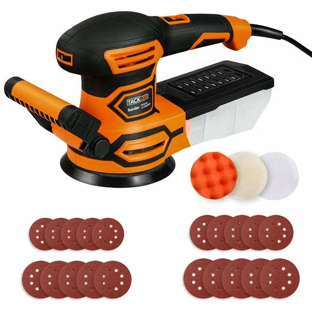 BargainJunkie Tacklife PRS03A 5 Inch Random Orbital Sander With 20 Sandpapers And Polishing Kit New