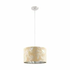 BargainJunkie Catalina By Evolution Silver Foil Fabric Pendant Light Home & Garden