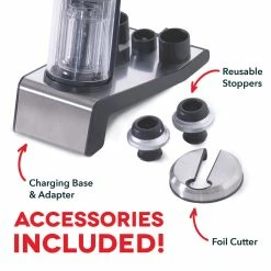 BargainJunkie Dash Serve & Preserve Electric Wine Opener Set, Red New