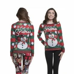 BargainJunkie Women's Let It Snow Ugly Christmas Long Sleeve Shirt