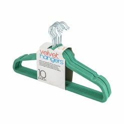 BargainJunkie 10 Pack Intellibrands No Slip Velvet Hangers, Lake Green