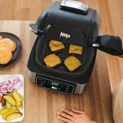 BargainJunkie New Ninja Foodi 5-in-1 Indoor Grill W/ 4-Quart Air Fryer Cinnamon, Refurbished