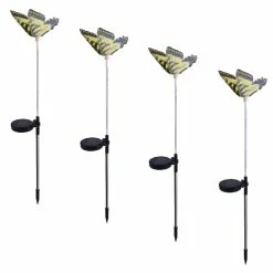 BargainJunkie New 4-Pack Solar Butterfly Stick Lights With Lighted Stems