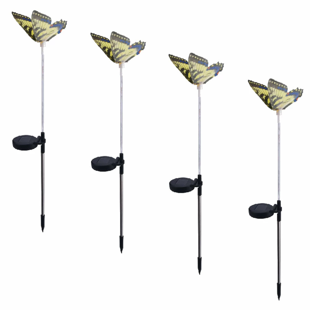BargainJunkie New 4-Pack Solar Butterfly Stick Lights With Lighted Stems