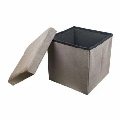 BargainJunkie Home And Loft Collection Folding 15” Storage Ottoman, Grey Home & Garden