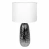 BargainJunkie Chrome Ceramic 18" Table Lamp With White Shade Home & Garden