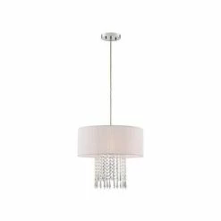 BargainJunkie New Catalina Creswell Pleated Fabric Pendant Light With Crystal Beads