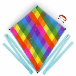 BargainJunkie New K-Roo Sports Super Rad Rainbow Plaid Diamond Kite