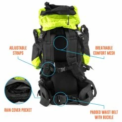 BargainJunkie New Grizzly Peak 70L Internal Frame Hiking Backpack, Lime Green