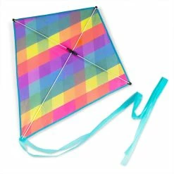 BargainJunkie New K-Roo Sports Super Rad Rainbow Plaid Diamond Kite