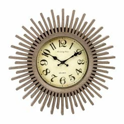 BargainJunkie Home & Garden Intellibrands 12.5” Faux Wood Starburst Wall Clock