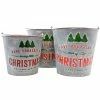 BargainJunkie 3pc Set Grey Christmas Metal Buckets