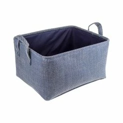BargainJunkie Home & Garden Home Ease 4 Piece Deluxe Fabric Storage Basket Set, Blue