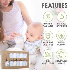 BargainJunkie New KeaBabies 8 Pack Of Organic Cotton Bandana Bibs, Constellation