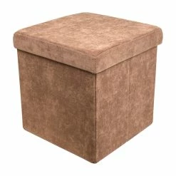 BargainJunkie Home & Garden Home And Loft Collection Folding 15” Storage Ottoman, Brown