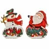BargainJunkie Holiday Fun Wooden Christmas Scene Stand With Santa Or Snowman