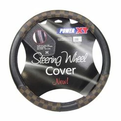 BargainJunkie PowerXT Steering Wheel Cover, Brown Check
