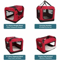 BargainJunkie New Veehoo Red Folding Soft Dog Crate, XXL