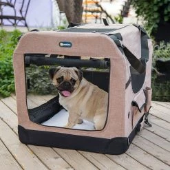 BargainJunkie Veehoo Beige Coffee Folding Soft Dog Crate, S New