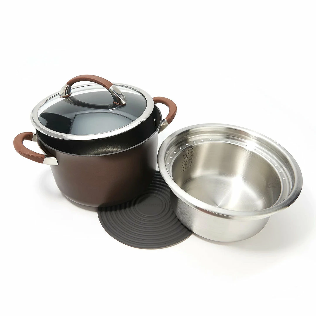 BargainJunkie Circulon Symmetry 5qt 4-Piece Hard-Anodized Stock Pot Set New
