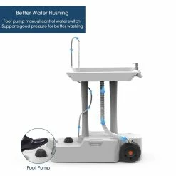 BargainJunkie Tidobit Wheeled Camping Mobile Foot-Pump Handwash Stand