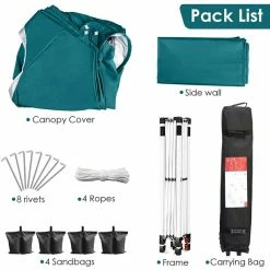 BargainJunkie Viewee Canopy Tent With Side Wall And Fixed Sand Bags New