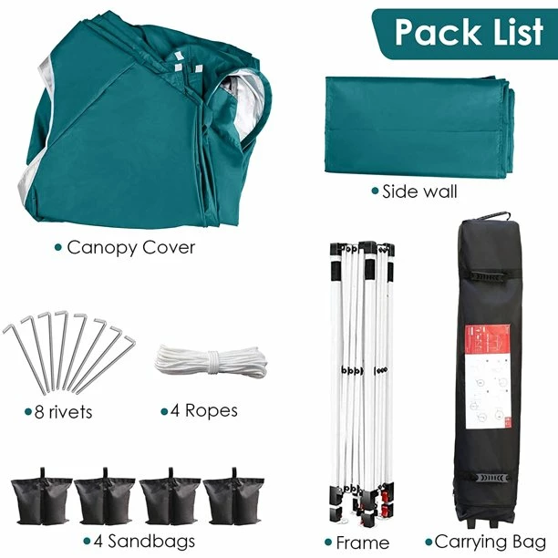 BargainJunkie Viewee Canopy Tent With Side Wall And Fixed Sand Bags New