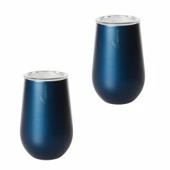 BargainJunkie New Rabbit Navy Blue Double Wall Insulated Stainless Steel 12 Oz Wine Tumbler, 2 Pack