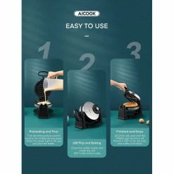BargainJunkie New AICOOK Rotating Belgian Waffle Maker