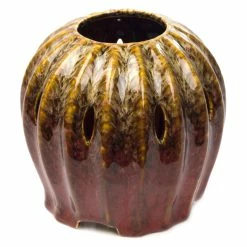 BargainJunkie Home & Garden Scenterrific Warmer, Ribbed Pot, Tan & Red W/Vanilla Scented Disk